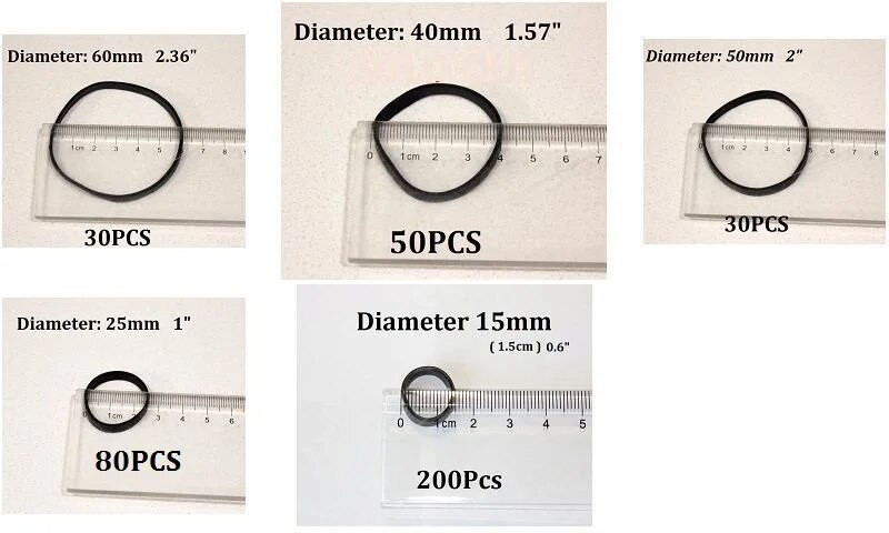 Melna rūpnieciskā gumijas lente, elastīga lieljaudas iesaiņojuma kaklasaites iepakojums, kuru izvēlaties izmēru un daudzumu