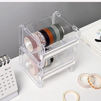 Creative Cutter Set Tape Dispenser Διαφανής θήκη γραφείου Αποθήκευση γραφικής ύλης Κιβώτιο σχολικών προμηθειών Washi Tapes Organizer