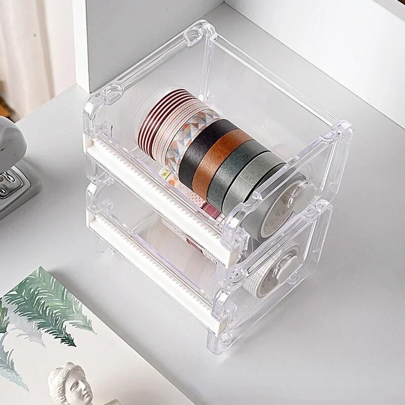 Creative Cutter Set Lentes dozators Caurspīdīgs turētājs Biroja kancelejas piederumu glabātuve Kastes biroja piederumi Skolas piederumi Washi lentes organizators