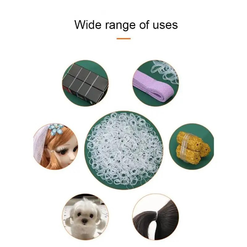 1000gab Mazi dzidri mati Mini elastīgas matu lentes Elastīgas matu saites Gumijas meitenēm Sievietēm Mazuļiem Maziem bērniem Mājdzīvniekiem bizes zirgaste