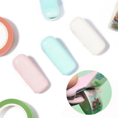 Művészetek Papírszalag Vágó Clip Kézművesség Scrapbooking Eszközök Mini barkács szalagvágó Candy Color Hordozható szalag adagoló Iskolai Iroda