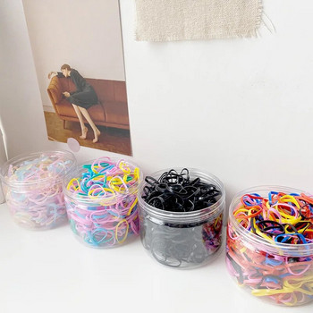 500PCS Цветни ластици Еластична лента за коса Връзки Деца Момичета Конски опашки Държач за плитки Сватбена прическа Офис консумативи