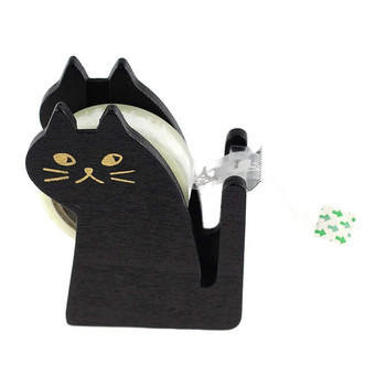 Hot Sale Wooden Cute Tape Dispenser Cutter Kawaii Cat αξεσουάρ γραφείου Μίνι βάση κοπής Washi