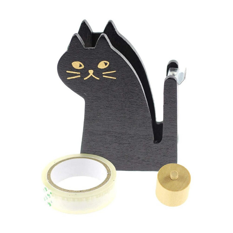Kuum müük Puidust armas lindi jaoturi lõikur Kawaii kassi kontoritarvikute mini Washi lõikehoidik