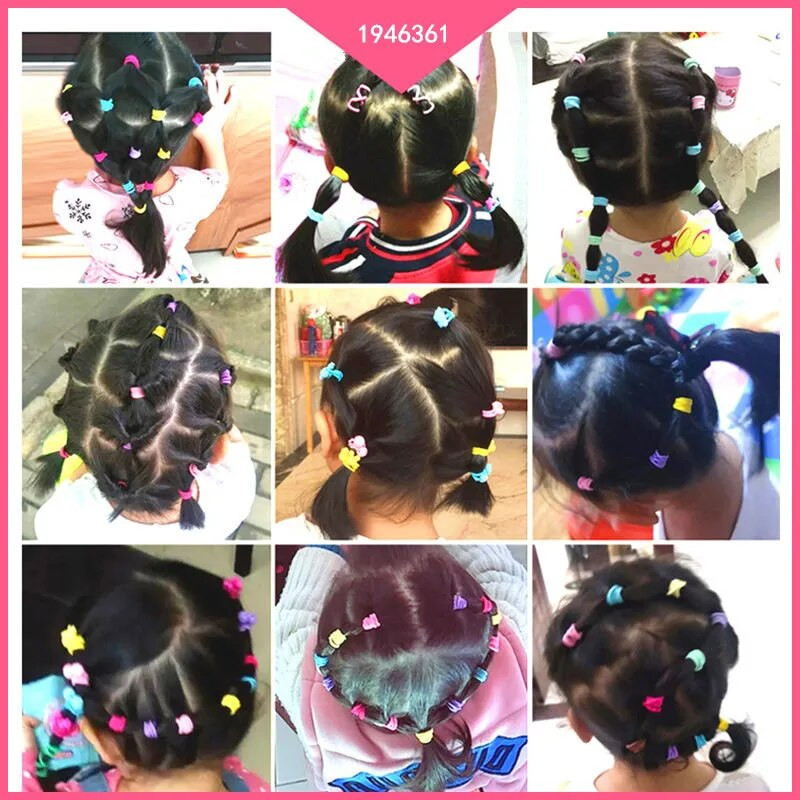 100τμχ υψηλής ποιότητας Διάφορου χρώματος Ελαστικό σχοινί λαστιχάκι Γυναικεία κορίτσια παιδική γραβάτα Εργαλεία styling μαλλιών Μαθητές Σχολικά είδη