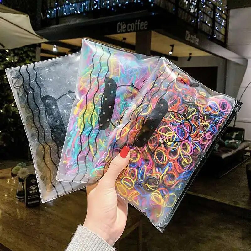 1000 gab. Meiteņu matu aksesuāri Dāvana neilona gumijas lente elastīga matu lente galvas lente bērniem zirgastes turētāja lente bērnu rotājumi