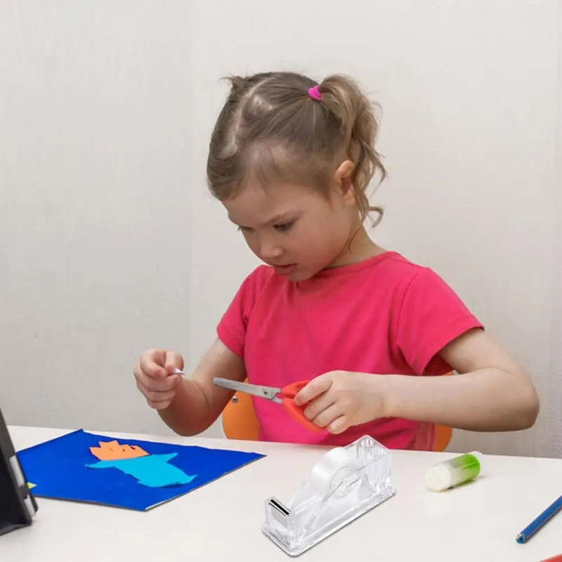 Θήκη ταινίας Συμπαγής διαφανής ακρυλική θήκη ταινίας με θήκη για στυλό Ιδανική για οργάνωση γραφείου γραφείου Σχολείου Ταινία γραφείου