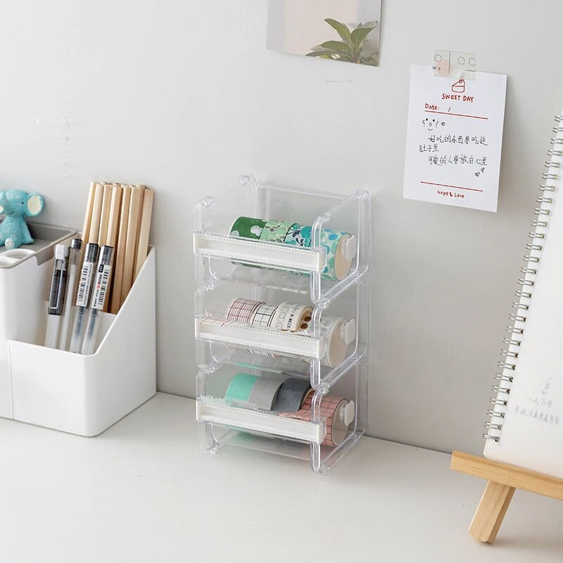 Βάση ταινίας πολλαπλών χρήσεων Κόφτης ταινίας Χαριτωμένο χαρτικά Κουτί αποθήκευσης ταινίας Washi Tape Dispenser Washi Tape Organizer Washi Tape Holder