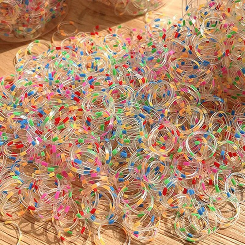 1000 τμχ 14mm Μικρά αξεσουάρ μαλλιών Κορίτσια Ελαστικό πολύχρωμο λαστιχάκι για το σπίτι Σχολείο Γραφείο τεντώσιμο λουρί Εργαλεία styling μαλλιών