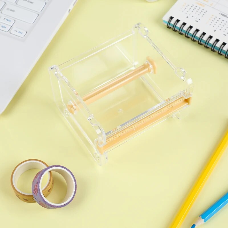 Creative Tape Cutter Dispenser Tape Tool Organizer Διαφανής θήκη ταινίας γραφείου Γραφείο χαρτικής ταινίας Storage Tape Dispenser
