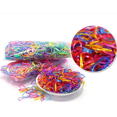 1000 buc inel de cauciuc colorat 20 mm benzi elastice de păr pentru birou, școală, suport pentru coadă de cal, benzi de cauciuc, accesorii pentru păr pentru copii