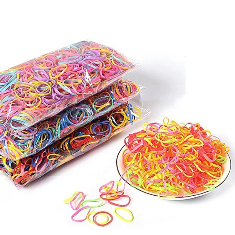 1000 buc inel de cauciuc colorat 20 mm benzi elastice de păr pentru birou, școală, suport pentru coadă de cal, benzi de cauciuc, accesorii pentru păr pentru copii
