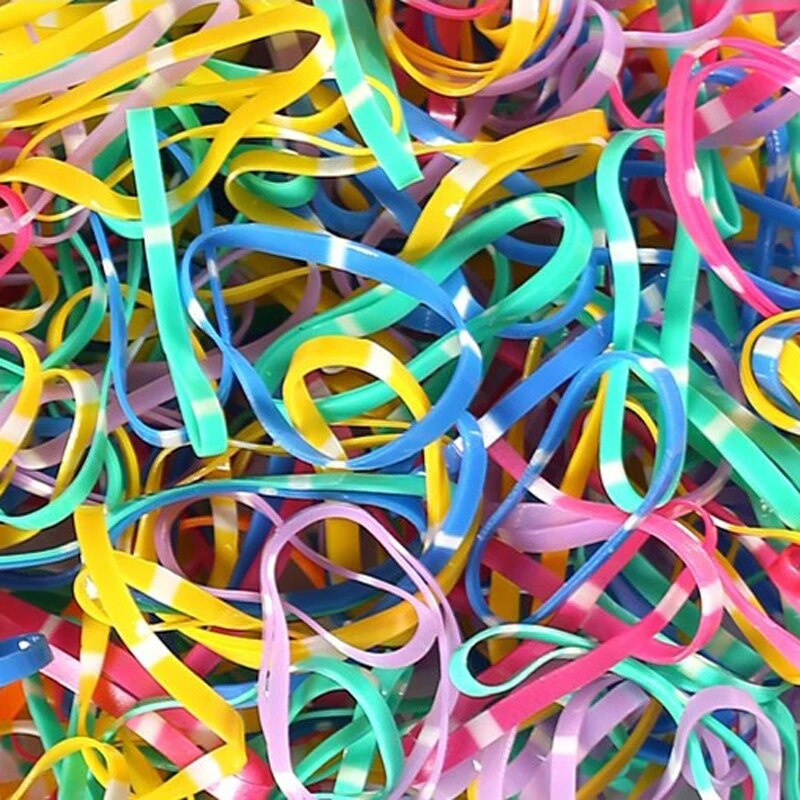 1000 buc inel de cauciuc colorat 20 mm benzi elastice de păr pentru birou, școală, suport pentru coadă de cal, benzi de cauciuc, accesorii pentru păr pentru copii