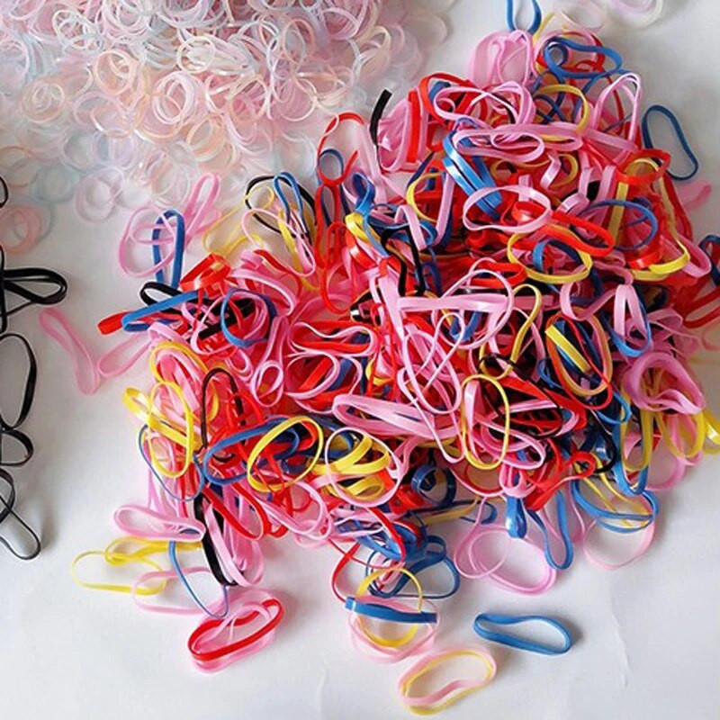1000 buc inel de cauciuc colorat 20 mm benzi elastice de păr pentru birou, școală, suport pentru coadă de cal, benzi de cauciuc, accesorii pentru păr pentru copii