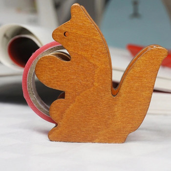 Διανομέας Ξύλινης Ταινίας Cute Animal Roller Tape Cutter Σφράγιση Washi Tape Holder Εγχειρίδιο Εργαλείο συσκευασίας Αξεσουάρ γραφείου