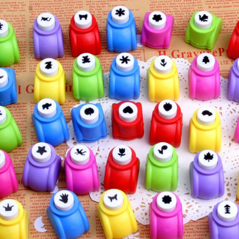 Mini Scrapbook Punches Rankų darbo pjaustytuvai Kortelių Craft Calico Spausdinimas „Pasidaryk pats“ su gėlių popieriumi, rankdarbių perforavimo skylių perforatoriaus forma