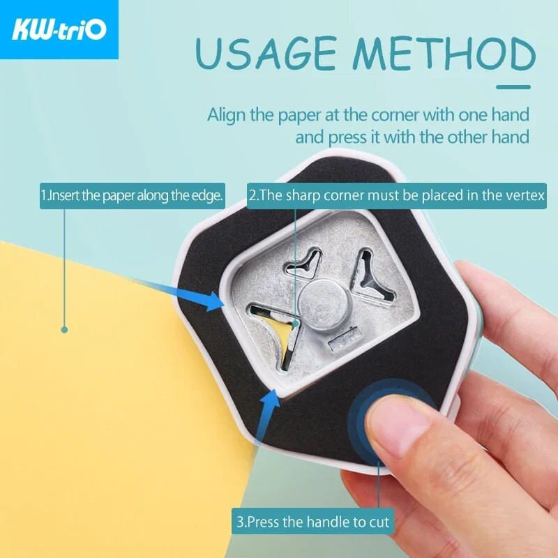 „Trys viename“ kampiniai apvalūs kraštų štampatoriai, skirti „scrapbooking“, „pasidaryk pats“ Mini kampinis pjaustytuvas R4/R7/R10 mm Apvalus kirptuvas biuro reikmenims