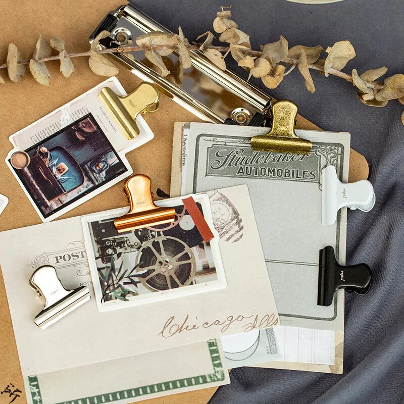 Vintage Binder Clip Memo Clip Metal Planner Clips Χρυσό Ασημί Μαύρο Χρώμα Σφιγκτήρας Διακοσμητικά Είδη Γραφείου Σχολική Χαρτικά