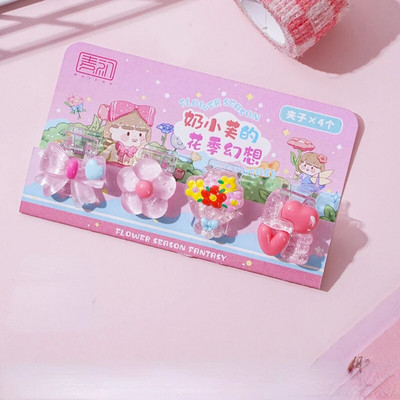 4 gab. Radoša multfilma, sveķu mini klipu komplekts /dzīvnieku augļi, jaukas saspraudes / mazi amatniecības foto knaģīši Kawaii kancelejas piederumi