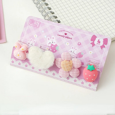 4 gab. Radoša multfilma, sveķu mini klipu komplekts /dzīvnieku augļi, jaukas saspraudes / mazi amatniecības foto knaģīši Kawaii kancelejas piederumi