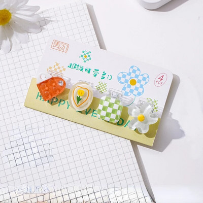 4 gab. Radoša multfilma, sveķu mini klipu komplekts /dzīvnieku augļi, jaukas saspraudes / mazi amatniecības foto knaģīši Kawaii kancelejas piederumi