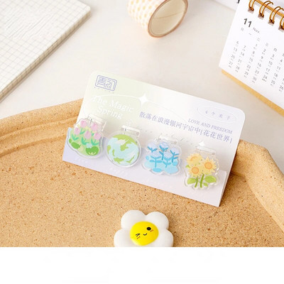 4 gab. Radoša multfilma, sveķu mini klipu komplekts /dzīvnieku augļi, jaukas saspraudes / mazi amatniecības foto knaģīši Kawaii kancelejas piederumi