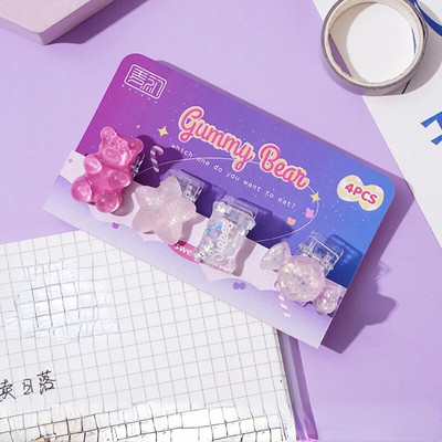 4 gab. Radoša multfilma, sveķu mini klipu komplekts /dzīvnieku augļi, jaukas saspraudes / mazi amatniecības foto knaģīši Kawaii kancelejas piederumi