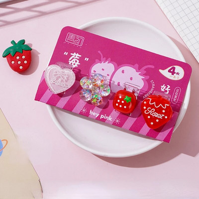 4 gab. Radoša multfilma, sveķu mini klipu komplekts /dzīvnieku augļi, jaukas saspraudes / mazi amatniecības foto knaģīši Kawaii kancelejas piederumi