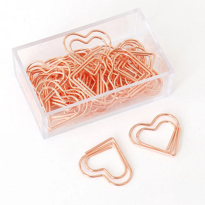 CYYCYY 30db/szett szív Könyvjelző Fém Gémkapocs Dekor Rózsa Arany Színes Könyv Jegyzet Dekoráció Irattartó Clip Írószer H0405