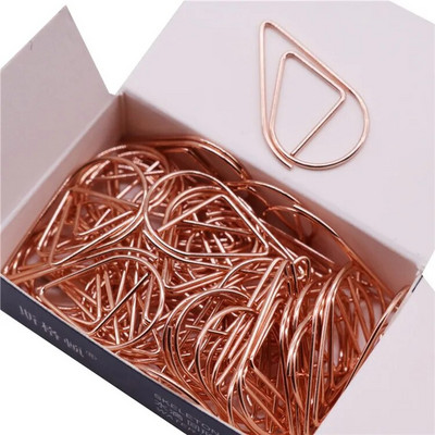 50 τμχ Μεταλλικό υλικό Σχήμα σταγόνας Κλιπ χαρτιού Χρυσό Ασημί Χρώμα Αστεία Kawaii σελιδοδείκτης Office Shool Χαρτικά Κλιπ σήμανσης