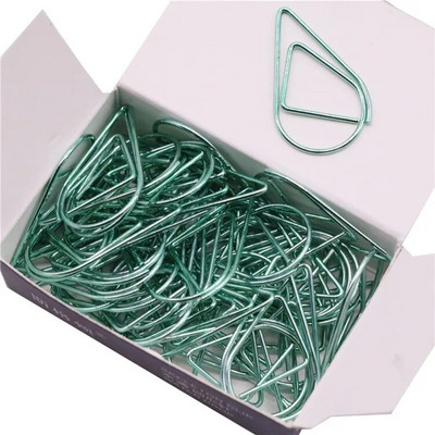 50 τμχ Μεταλλικό υλικό Σχήμα σταγόνας Κλιπ χαρτιού Χρυσό Ασημί Χρώμα Αστεία Kawaii σελιδοδείκτης Office Shool Χαρτικά Κλιπ σήμανσης