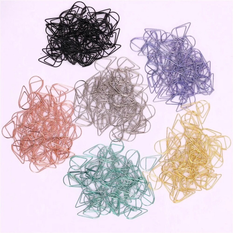 50 τμχ Μεταλλικό υλικό Σχήμα σταγόνας Κλιπ χαρτιού Χρυσό Ασημί Χρώμα Αστεία Kawaii σελιδοδείκτης Office Shool Χαρτικά Κλιπ σήμανσης