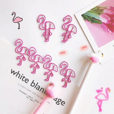 12 бр./лот Flamingo Bookmark Planner Щипка за хартия Отметки от метален материал за книги Канцеларски материали Училищни офис консумативи H0368