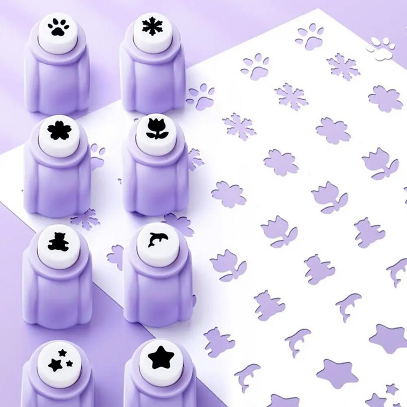 1 gab Purpura mini papīra perforatori DIY Crafts Tool Reljefs Perforatori Bērnudārzs Roku darbs caurumotājs Scrapbooking dāvanu kartei
