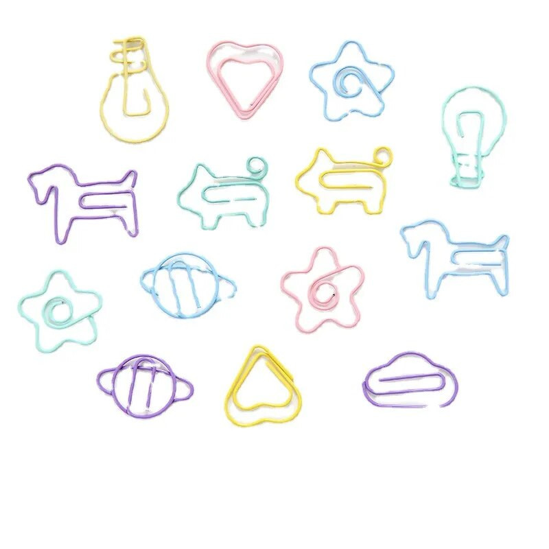 10 tk/pakk Mini kirjaklambrid armsad Kawaii kirjatarbed Metallist läbipaistev sideaine Fotod Piletid Märkused Kiri Armastus Star Pig kontoritarvikud