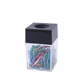 Прозрачна кутия за съхранение на кламери Дозатор за щипки Магнитна абсорбционна кутия Държач за кламери Канцеларски материали Преносими офис консумативи