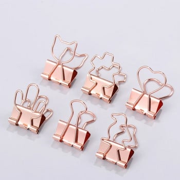 10 ΤΕΜ. Kawaii Cat Heart Cactus Metal Paper Clip Mini Rose Gold File Binder Clips Βιβλίο Διακοσμητικό κλιπ σχολικού γραφείου για χαρτικά