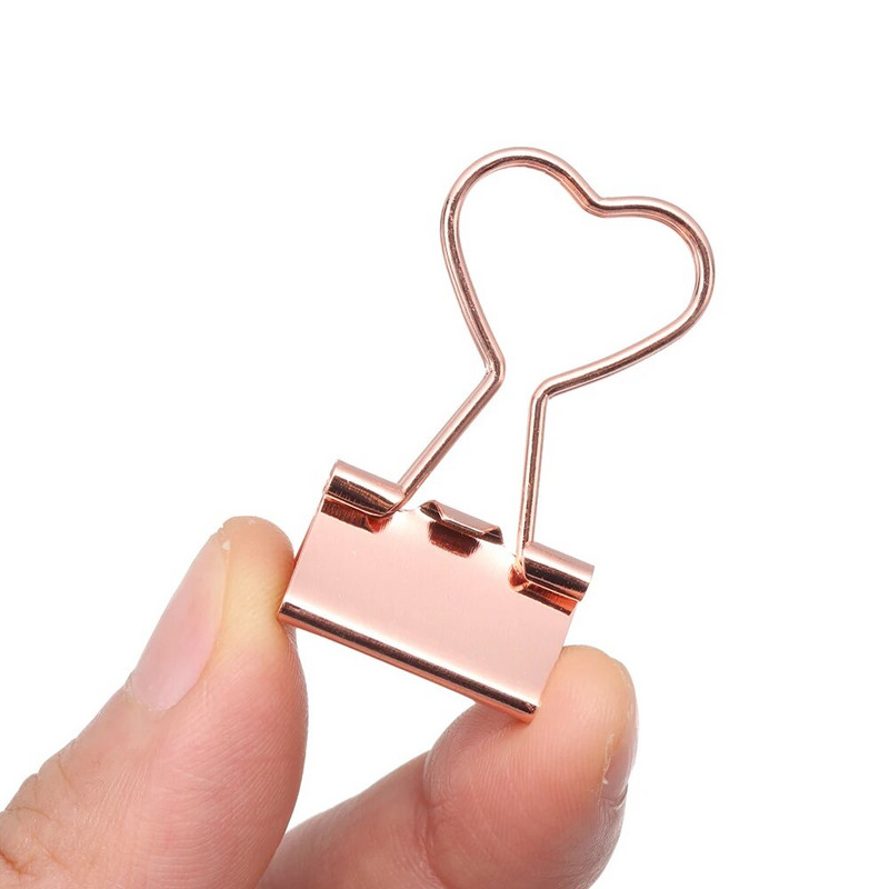 10 gab Kawaii kaķa sirds kaktuss metāla papīra saspraudes Mini Rose Gold failu iesiešanas saspraudes Grāmatu dekoru saspraudes Skolas biroja kancelejas preču saspraude