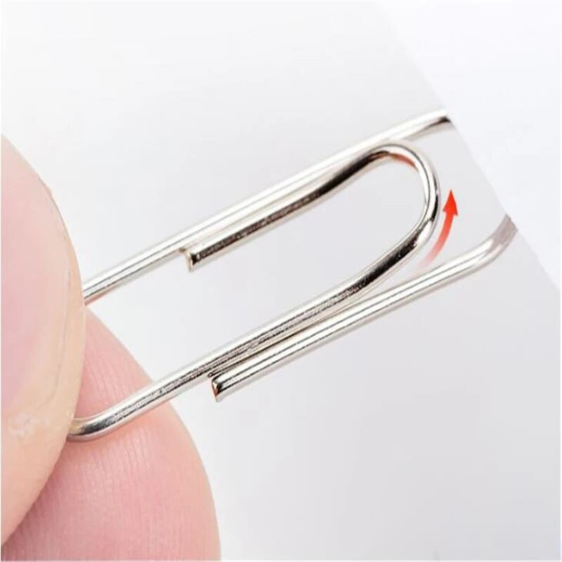 Hõbedane metallist klassikalised kirjaklambrid, kaasaskantavad mini-kirjaklambrid, lihtsus Järjehoidjate plaanija märgistusklamber Kooli kontoritarbed