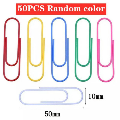 50/100 τεμ. 50 mm μεγάλου χρώματος συνδετήρας με πλαστική επικάλυψη καρτούν συνδετήρας spinacze biurowe
