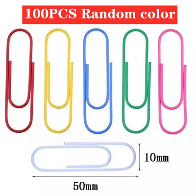 50/100 τεμ. 50 mm μεγάλου χρώματος συνδετήρας με πλαστική επικάλυψη καρτούν συνδετήρας spinacze biurowe