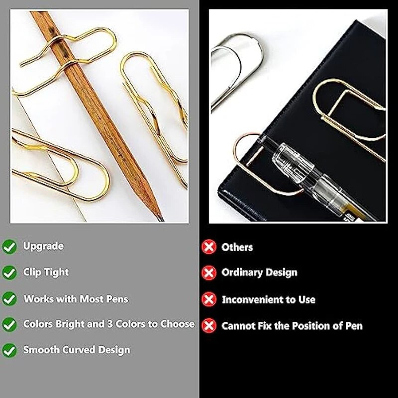 10 gab. Metāla pildspalvu turētāja saspraude Papīra saspraudes Grāmatzīmes Fotoatgādne Biļešu saspraudes piezīmjdatoriem Saspraudes Biroja kancelejas piederumu rīks