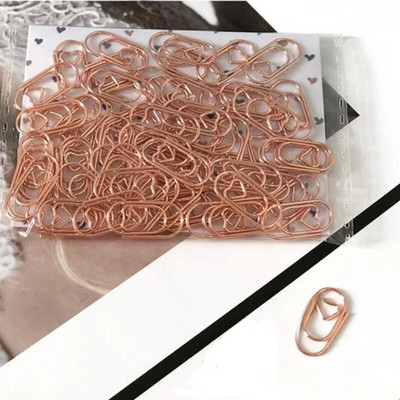 50 gab. Metāla saspraudes Nerūsējošā tērauda stieples mīlestības sirds formas papīra saspraudes biroja skolai Grāmatzīmju saspraudes iesiešanas piederumi