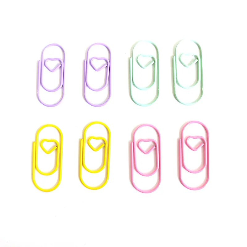 50 gab. Metāla saspraudes Nerūsējošā tērauda stieples mīlestības sirds formas papīra saspraudes biroja skolai Grāmatzīmju saspraudes iesiešanas piederumi