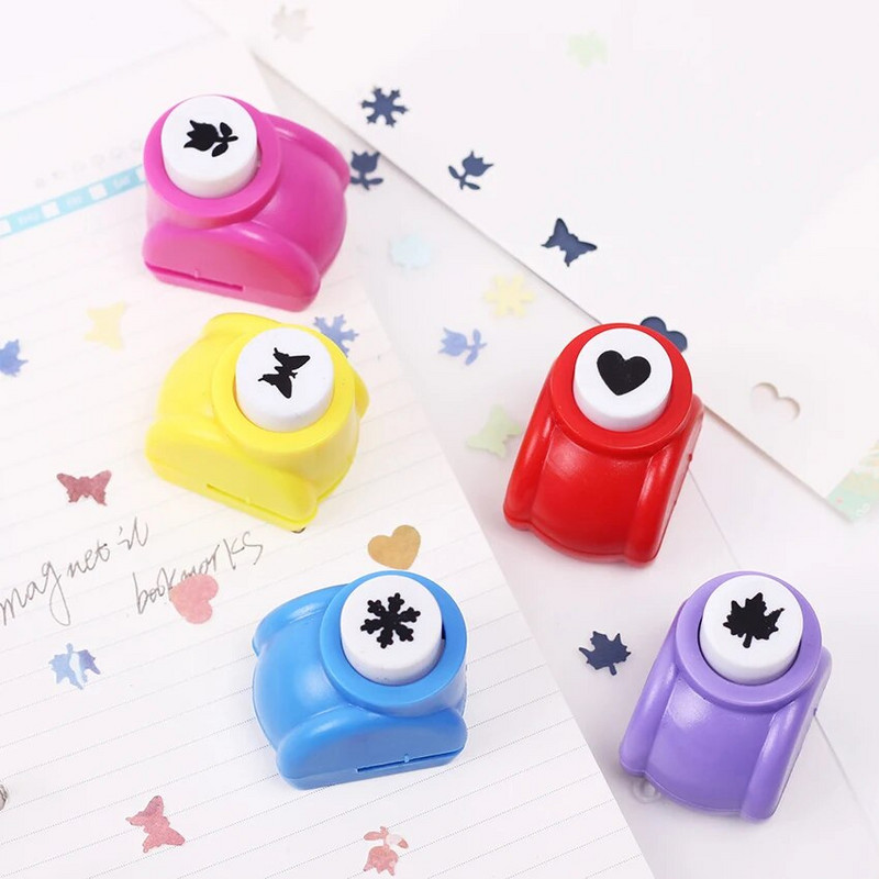 1 vnt Kawaii Student Hole Punch „Pasidaryk pats“ rankų darbo pjaustytuvas kortelių spausdinimo perforatorius Rožės širdies drugelio formos perforatorius