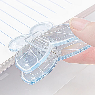 Akrila tauriņš papīra saspraudes Caurspīdīga piezīmju piezīme Biļešu turētājs Skava organizators Zīmuļu dekorēšana Biroja skolas piederumi