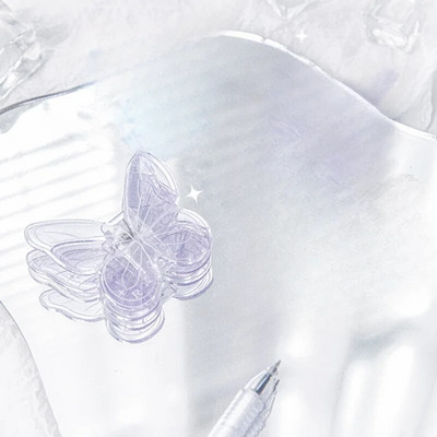 Akrila tauriņš papīra saspraudes Caurspīdīga piezīmju piezīme Biļešu turētājs Skava organizators Zīmuļu dekorēšana Biroja skolas piederumi