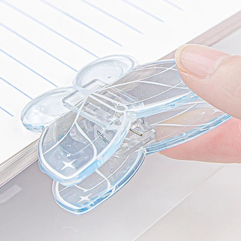 Akrila tauriņš papīra saspraudes Caurspīdīga piezīmju piezīme Biļešu turētājs Skava organizators Zīmuļu dekorēšana Biroja skolas piederumi