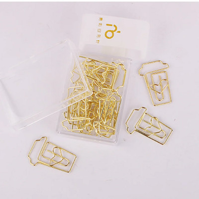 12 τεμάχια/κιβώτιο Coffee Cup Gold and Rose Gold Κλιπ σελιδοδείκτη Binder Clip Αξεσουάρ γραφείου Paperclips Patchwork Clip