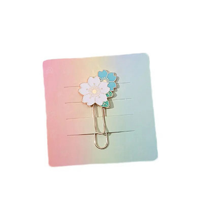 1gb Radošās metāla grāmatzīmes saspraudes ķiršu ziedu grāmatu saspraudes Daudzkrāsains multfilmu bērnu grāmatzīmes